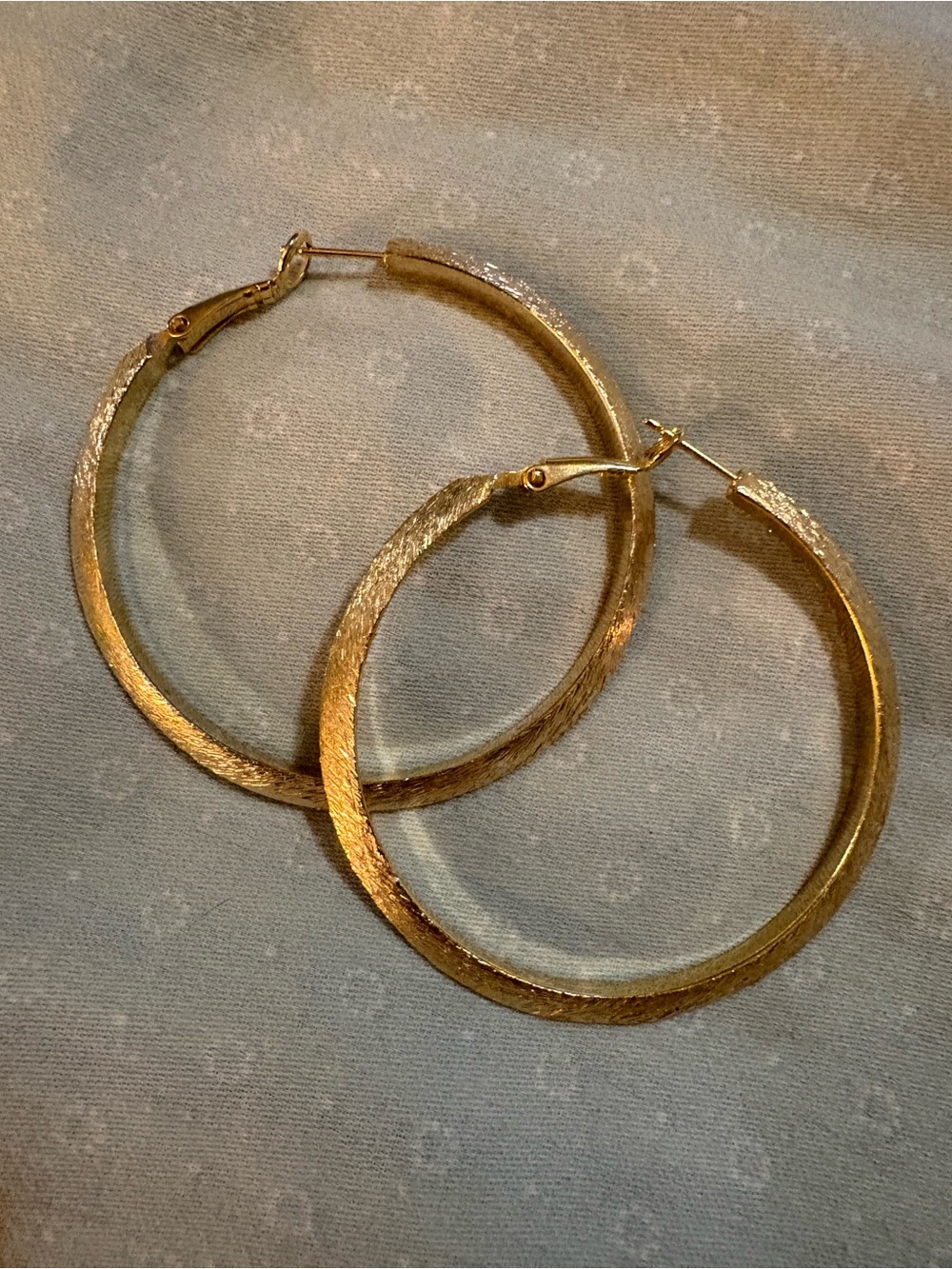 Gold Textured Hoop Earrings - Women Jewelry